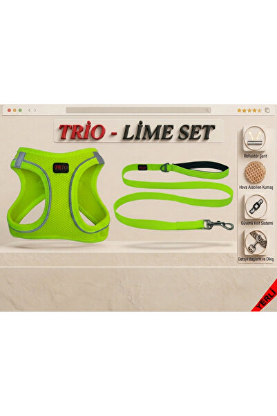 Trio Air -Mesh Küçük ve Orta Irk Kedi Köpek Göğüs Tasması Yumuşak, Nefes Alab...