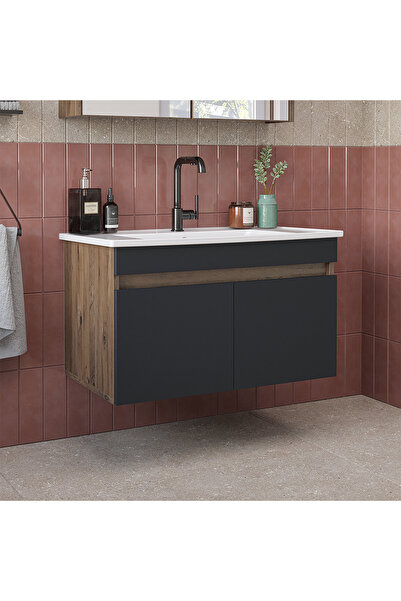 ROOMART '' Lavabolu '' Mat Mdf 80 Cm Banyo Alt Dolabı