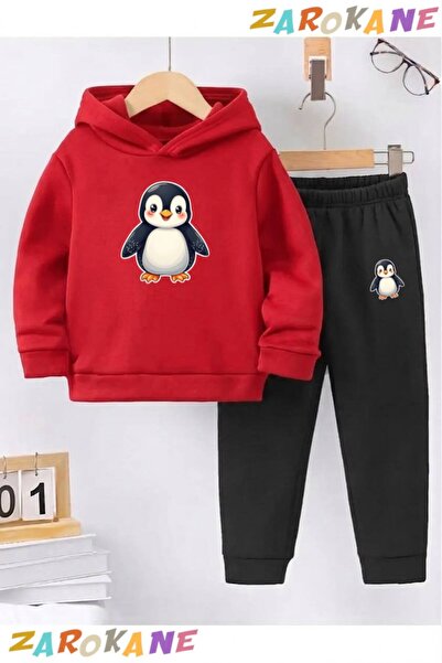 ZAROKANE طقم بدلة رياضية شتوية للأطفال مطبوع عليه YAVRU PENGUEN، مصنوعة من ال...