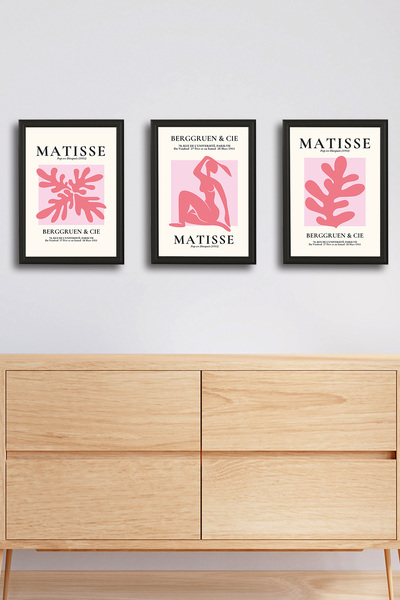 Tilki Dünyası Henri Matisse 3-Piece Aluminum Framed Poster Set - Front-Openin...
