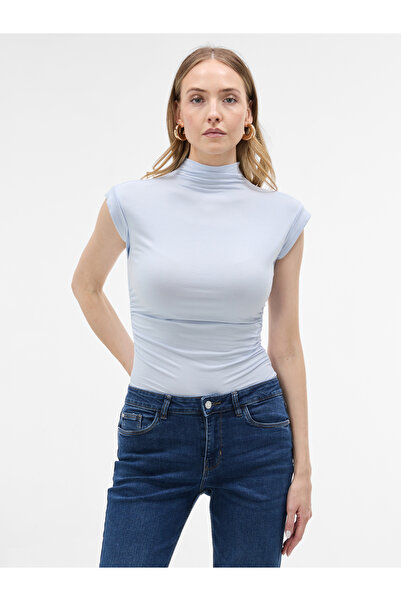 ORSAY Tricou de damă cu guler tip maletă, albastru deschis