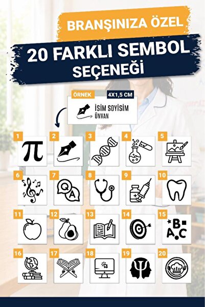 TUĞSET Öğretmen Önlüğü İsim Kaşesi Doktor Hemşire Eczacı Diş Hekimi Mesleki Önlük Kaşesi İsme Özel -T1606
