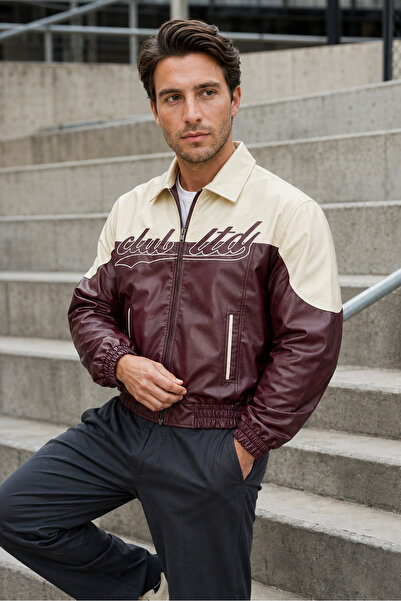 Mero Life Men's New Season Color-Blocked Oversize Quilted Bomber Leather Jack...
