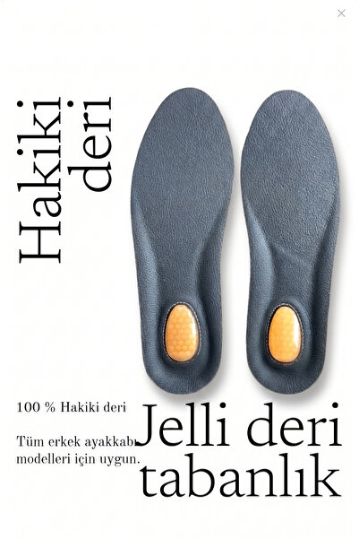 Hakiki Deri Jelli Erkek Ayakkabı İç Tabanlığı - Ortopedik Jel Destekli Ayakkabı Tabanlığı