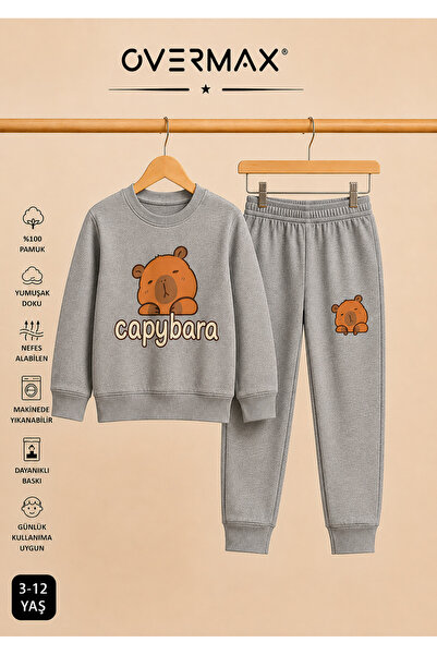 OVERMAX Capybara Printed Unisex Design Children's Tracksuit Set – Ages 3-12
