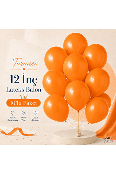 Marlon Balon Pastel Turuncu Lateks Balon 12 İnç 10 Adet Doğum Günü Nişan Düğü...