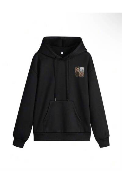 LELVANİ Women's Love Is Moment Back Printed Hooded Sweatshirt