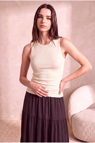 WESTMARK LONDON Women's Cotton Off-White Sleeveless Crew Neck Ribbed Undershi...