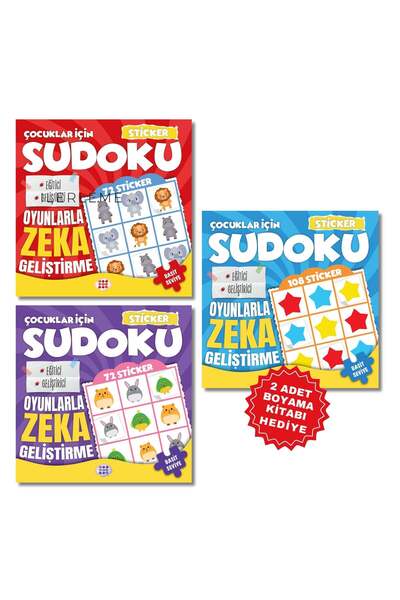 dokuzyayinlari Çocuklar İçin Çıkartmalı Sudoku Seti - Kolay Seviye - Zeka Gel...