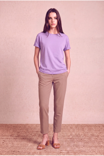 WESTMARK LONDON Women's Modal / Cotton Violet Purple Folded Short Sleeve Deta...