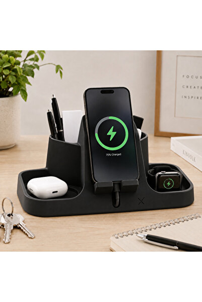 EDIXON Çok Amaçlı Masaüstü Organizer Telefon Standı Kalemlik Saat Kulaklık Bö...