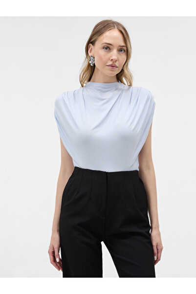 ORSAY Tricou de damă cu guler tip maletă, albastru deschis