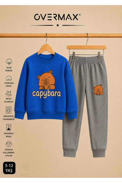 OVERMAX Capybara Printed Unisex Design Children's Tracksuit Set – Ages 3-12