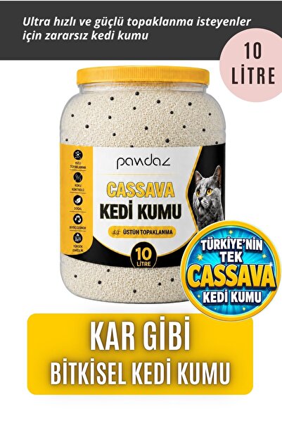 pawdaz Aktif Karbonlu Cassava Kedi Kumu 10 LT– Kokusuz, Hızlı ve Güçlü Topakl...