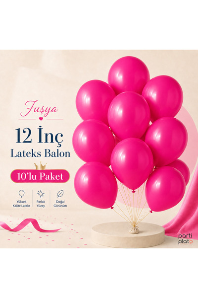Marlon Balon Pastel Fuşya Lateks Balon 12 İnç 10 Adet Doğum Günü Nişan Düğün ...