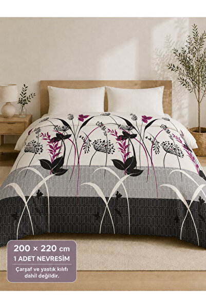 İQON (1 Piece Only Duvet Cover) Double Size Outlet Black-Fuchsia Branches