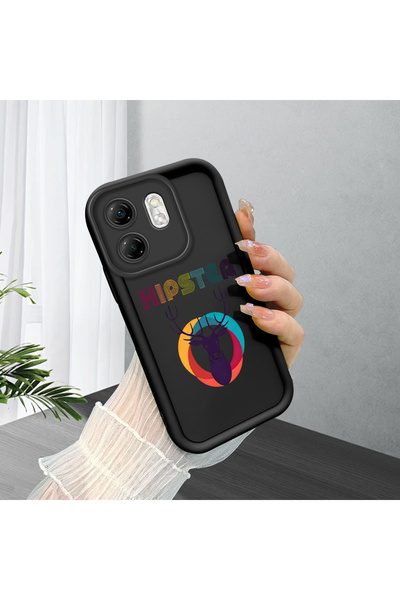ucuc حافظة سيليكون سوداء متوافقة مع هاتف Infinix Hot 50i، تصميم هيبستر ملون ب...