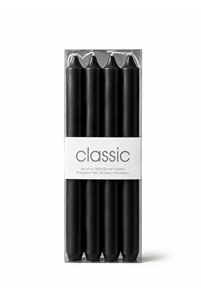Generic Classic Black Candles – Set of 4, 25CM Elegant Dinner Candles