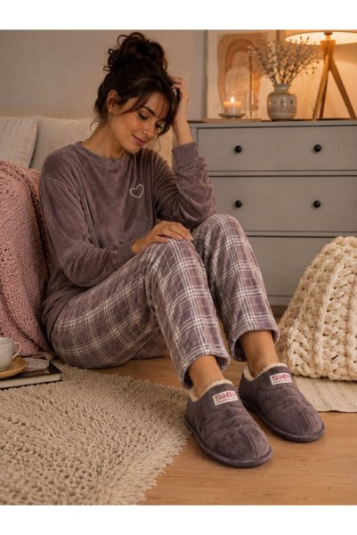 Moda Frato 3'lü Paket STL-01 Unisex Panduf Kadın Erkek Ev Ayakkabısı Ev Botu Yumuşak Rahat Taban İçi Yünlü Sıca