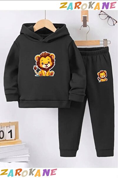 ZAROKANE Lion Cub Printed Winter Children's Hooded Cotton Insulated Tracksuit...