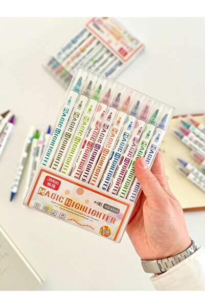 Kağıt Gemi Dükkan Magic Highlighter 10’lu Çift Uçlu Renk Değiştiren Fosforlu ...