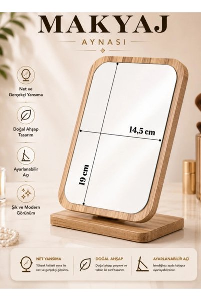 gaman -4 El Aynası Masa Aynası Makyaj Aynası Eğimi Ayarlanabilir Kare Makeup Mirror 21cm Menteşeli
