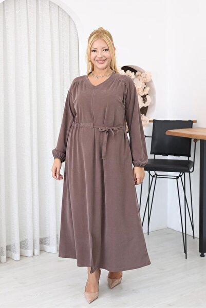 Siyezen Plus Size Tencel Modal Fabric Dress with Tie-Up Detail