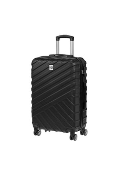 ELITECOMMERCEMARKET Valiza Troler Neagra cu Dungi Reliefate 90L