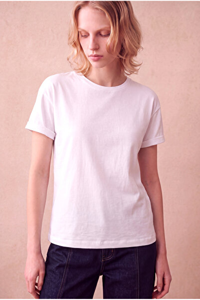 WESTMARK LONDON Women's Cotton White Folded Short Sleeve Detailed Low Shoulde...