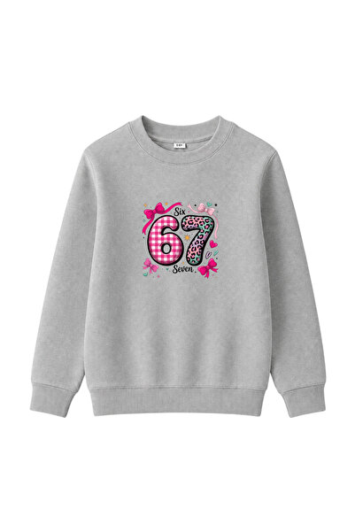 haha Six Seven Printed Sweatshirt Without Hood for Girls