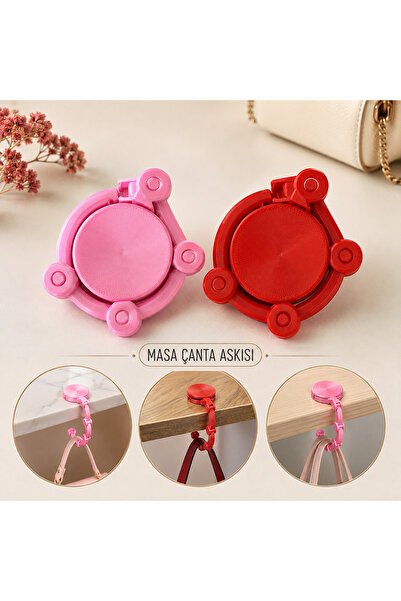 VelvetCharmStudio Masa Çanta Askısı 2’li Set – Katlanabilir Portatif Çanta As...