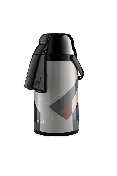 DELCASA 3.0 L Airpot Flask DC3734, Glass, Vacuum, Pink Glass Inner, Grey