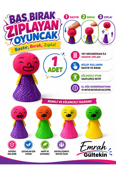 Emrah Gültekin Bas Bırak Zıplayan Oyuncak Bastır Zıpla Eğlenceli Renkli Çocuk...