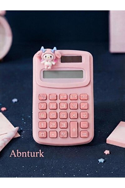 abnturk Sevimli Karakterli Güneş Enerjili Ve Pilli Küçük Cep Boy Pembe Renk H...