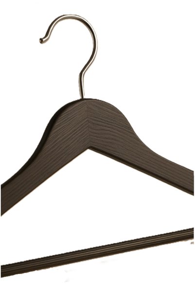 LUXQEN 10 Pcs Black Wood Look Plastic Clothes Hangers
