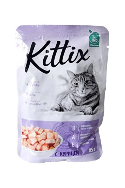 kittix Υγρή τροφή για γάτες - γεύση κοτόπουλο - κουτί με 24 φακελάκια