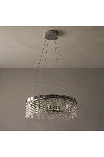 Danube Home Misba LED Crystal Chandelier 3-Color Dimmable Light 60cm-Chrome