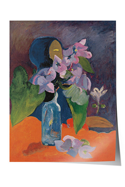 Zestia Poster Premium Paul Gauguin, Natură moartă cu flori roz într-o vază al...