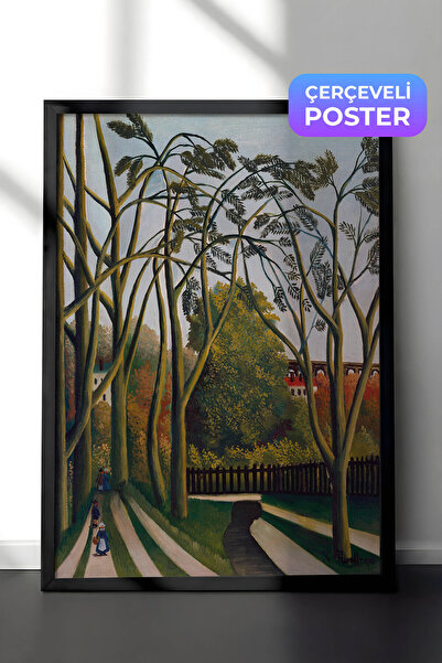 Zestia Henri Rousseau Wall Painting with Black Frame, Trees on the Bank of th...