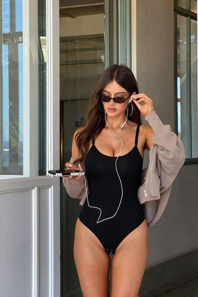 FİT WOMEN Γυναικείο Slip Molded Μαύρο Πλεκτό Κορμάκι Μεσαίας Υποστήριξης