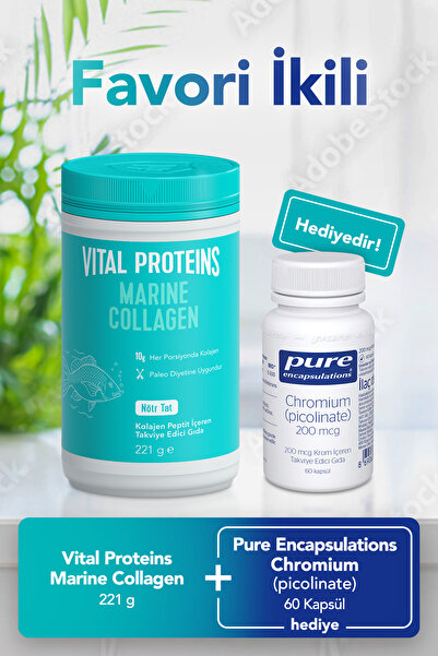 Vital Proteins Marine Collagen 221g+Pure Encapsulations Chromium (Picolinate)...