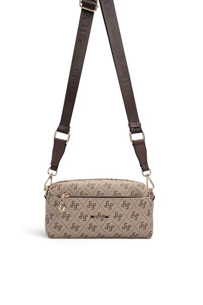 Silver Polo Dark Beige - Brown Monogram Women's Crossbody Bag Sp1142