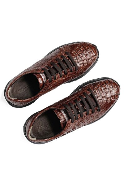 Hakiki Timsah Crocodile Derisi El Yapımı Erkek Sneakers