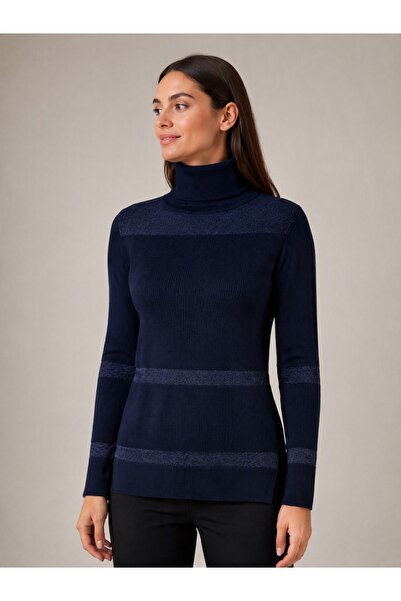 Sementa Full Turtleneck Knitwear Sweater - Navy Blue