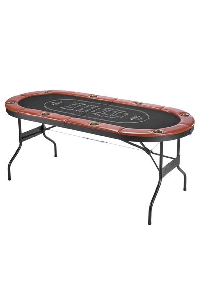 OMS Masa de poker pliabila, 8 jucatori, sine captusite, suporturi pentru paha...