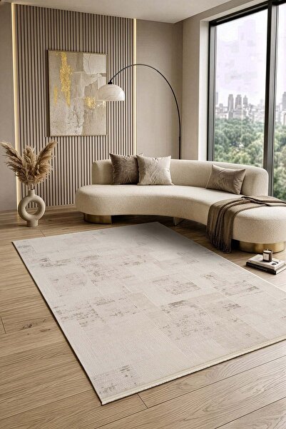 Karmen Halı Luxia LU003G Krem Gri Akrilik Modern Salon Koridor Yatak ve Oturma Odası Halısı