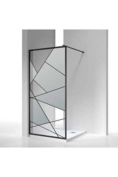 Milano Shower Partition Black+Silk Print 1000x2000, Bath Shower Fitting For D...