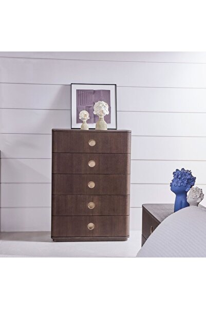 Danube Home Jacksonville Chest of 5 Drawers Brown/Gold, Home Decor Piece For ...
