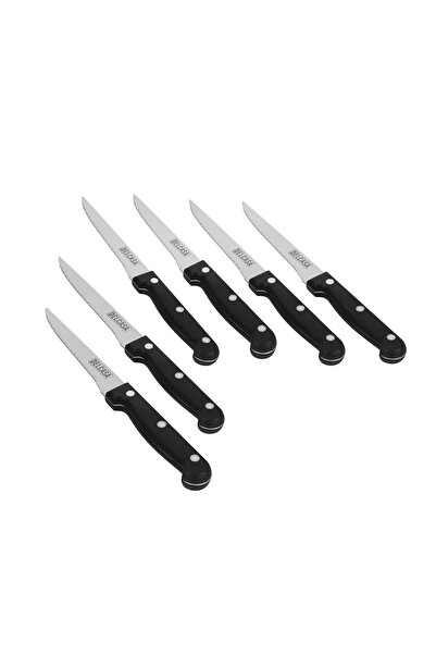 DELCASA 6-Piece Steak Knife DC3743, 4.5", Stainless Steel, Black