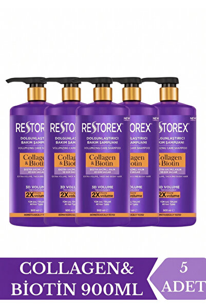 Restorex Collagen & Biotin Dolgunlaştırıcı Şampuan 900X5ml – Hacim ve Güçlend...